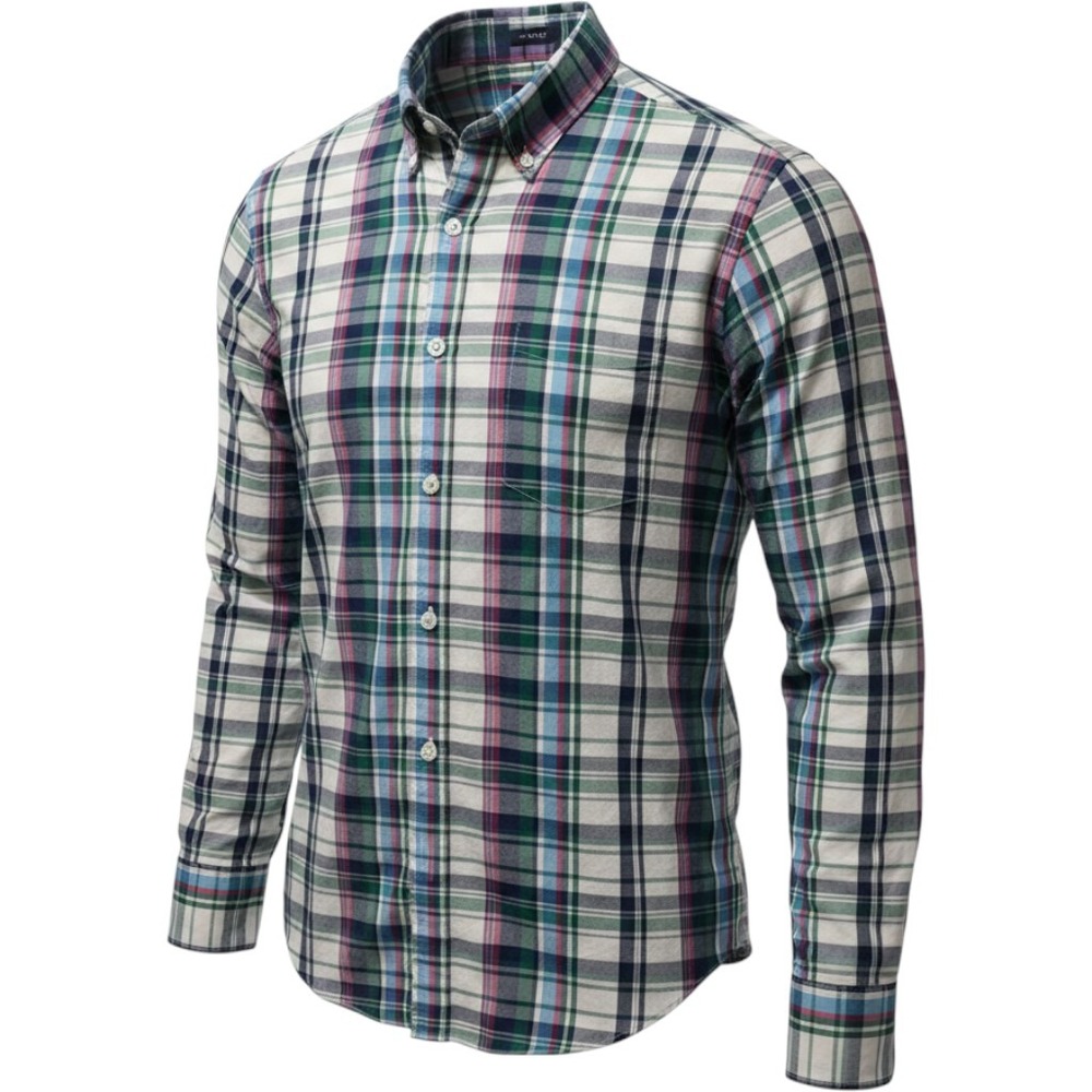 J.Crew Button Down Shirt Mens Large Multi Color Slim Untucked Plaid Flex
